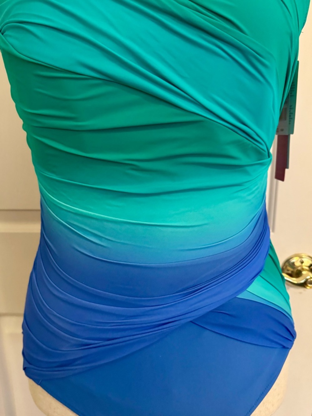 Gottex Swimsuit Blue and Turquoise Green One Piece Swimsuit Size 14 **NWT** - Picture 8 of 10